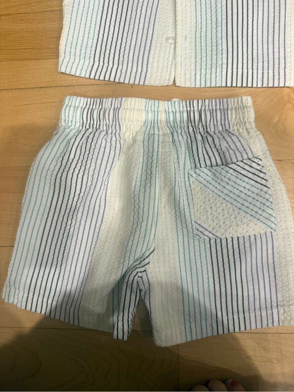 Kith Kids White Striped Shorts Set with Light Blue Accents - Picture 7 of 8